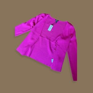 Express Cardigan in fuchsia, size large
